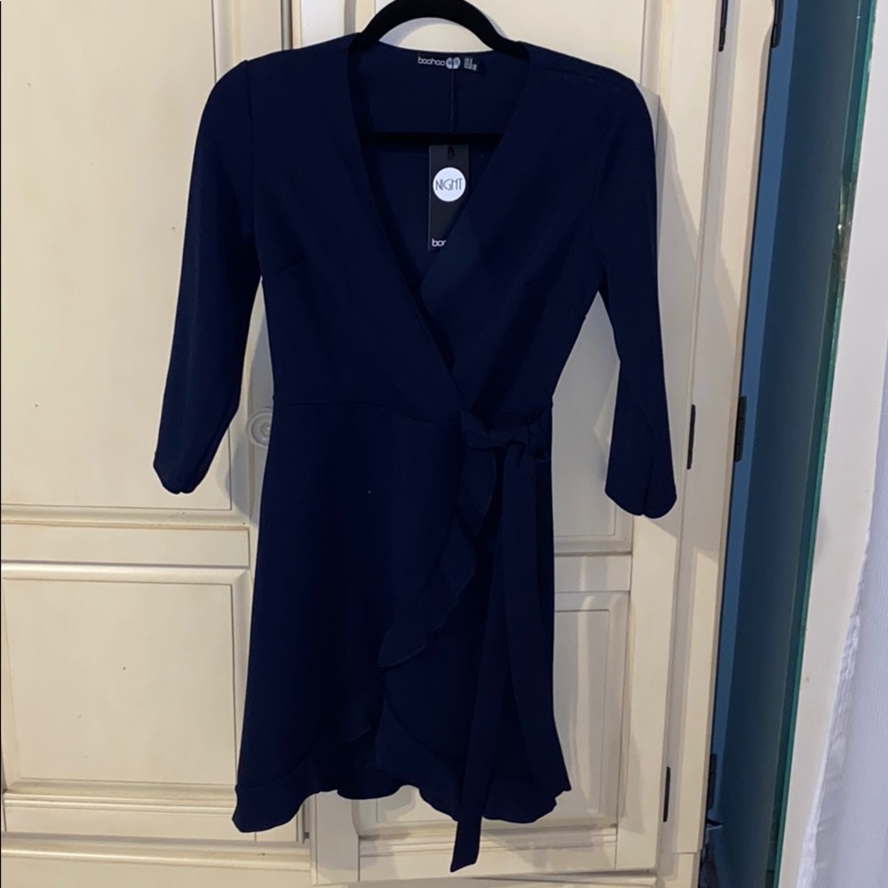 Navy blue wrap dress
